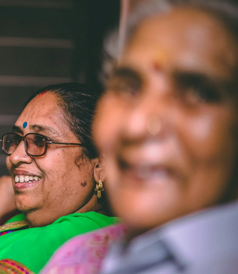 Amma laughing on the video call in Chennai