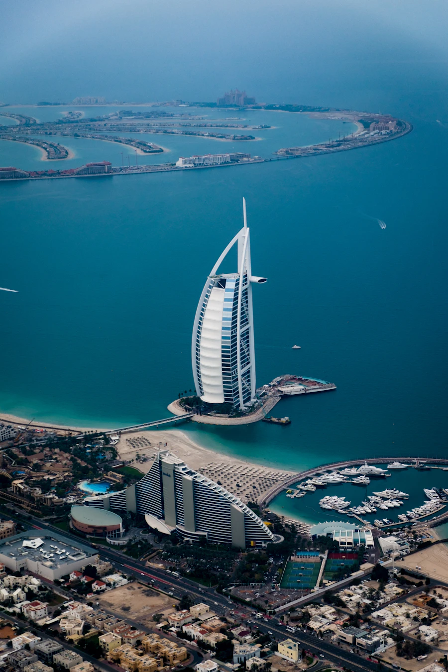 Aerial view of the Burj Al Arab, Dubai