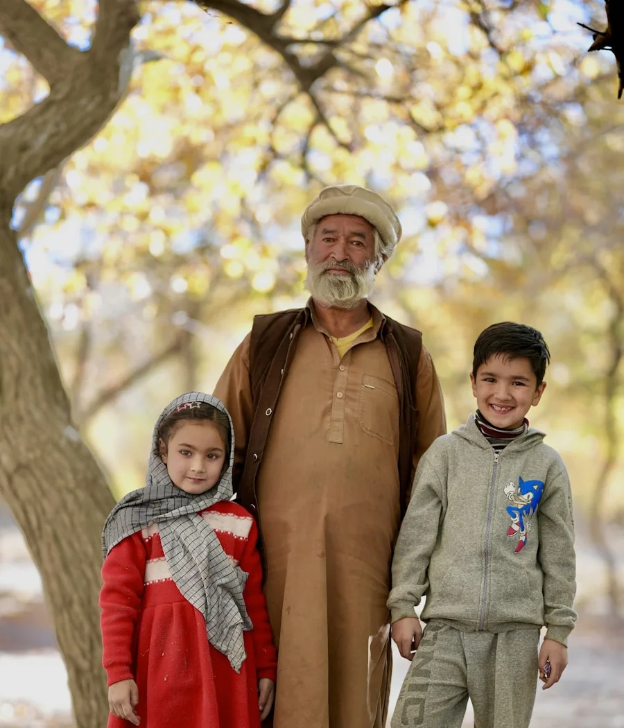 His father and children together in a Karachi park