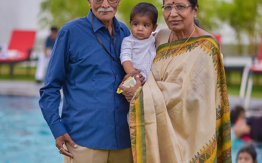 Her parents with the grandchild in Kochi