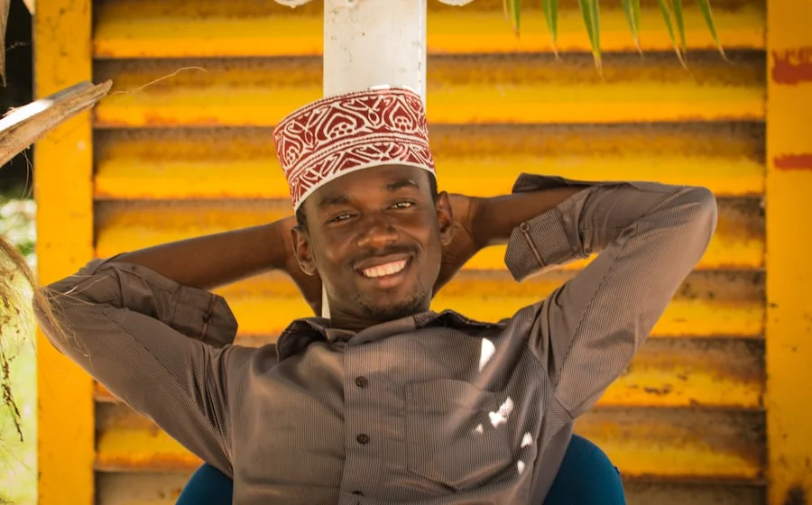 A Sudanese driver in Abu Dhabi relaxing after work